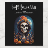 悪不気味いカボチャのスケルトン ワインラベル (シングルラベル)