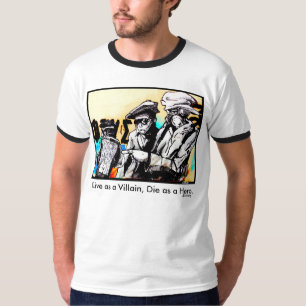 "悪人として生きている"、のBanksyの引用文は英雄として死にます Tシャツ