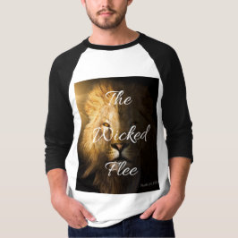 悪人は箴言28:1 KJV男性3/4 Tシャツ