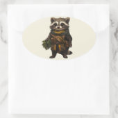 悪党のアライグマ 楕円形シール (バッグ)