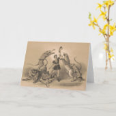 悪動物の中に立っているサーカスのパフォーマー カード (黄色い花)