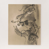 悪動物の中に立っているサーカスのパフォーマー ジグソーパズル (縦)