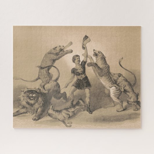 悪動物の中に立っているサーカスのパフォーマー ジグソーパズル (横)