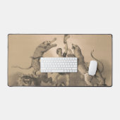 悪動物の中に立っているサーカスのパフォーマー デスクマット (キーボード&マウス)