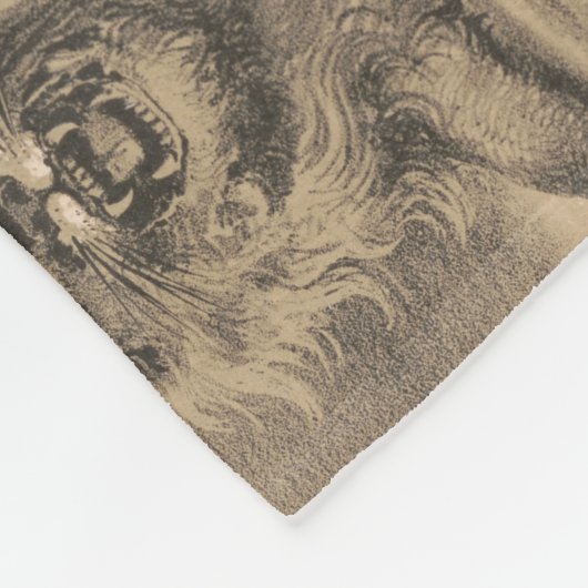 悪動物の中に立っているサーカスのパフォーマー フリースブランケット (角)