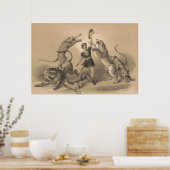 悪動物の中に立っているサーカスのパフォーマー ポスター (キッチン)