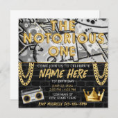 悪名高いワン誕生日招待状 招待状 (正面/裏面)