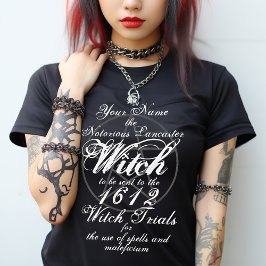悪名高い魔女裁判の名前ブラックゴシック Tシャツ