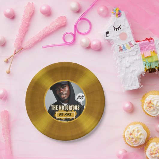 悪名高い | 写真カスタムヒップホップ金ゴールド記録 ペーパープレート (パーティー)