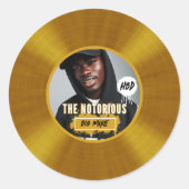 悪名高い | 写真カスタムヒップホップ金ゴールド記録 ラウンドシール (正面)