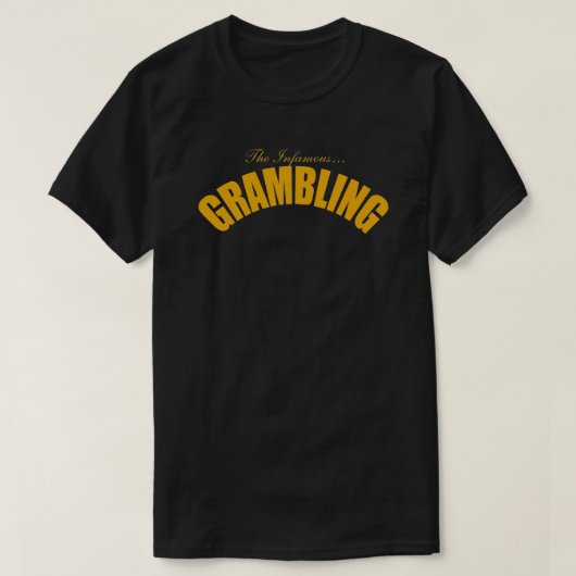 悪名高いGRAMBLINGロゴT型金ゴールド Tシャツ (デザイン正面)