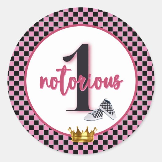 悪名高きワン| PINK 90のヒップホップ第1誕生日 ラウンドシール (正面)