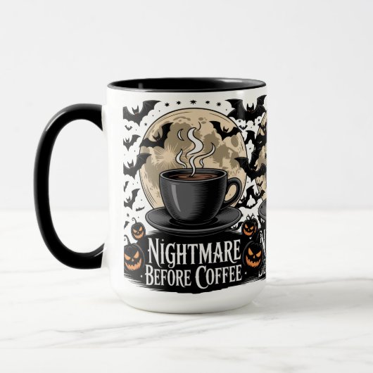 悪夢の前にコーヒーハロウィンマグカップ マグカップ (左)