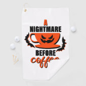 悪夢の前にコーヒー – ハロウィーン ゴルフタオル (インサイチュ)