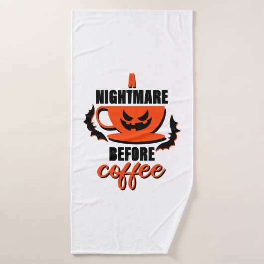 悪夢の前にコーヒー – ハロウィーン バスタオル (バスタオル)