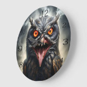 「悪夢の翼：ヴァンパイアフクロウ」 ラージ壁時計 (傾斜)