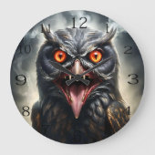 「悪夢の翼：ヴァンパイアフクロウ」 ラージ壁時計 (正面)