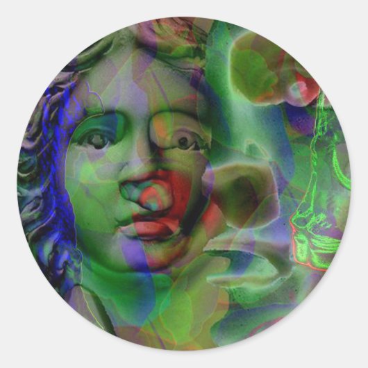 悪夢グリーンステッカー ラウンドシール (正面)