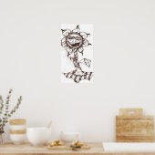 悪夢フラワーペン&インクキャンバス印刷 ポスター (キッチン)