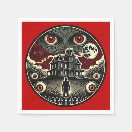 悪夢注視幽霊のよく出るハウスハロウィーン スタンダードカクテルナプキン (正面)