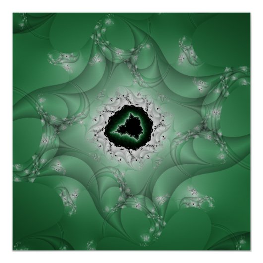 悪夢 |緑と白のフラクタルアート ポスター (正面)