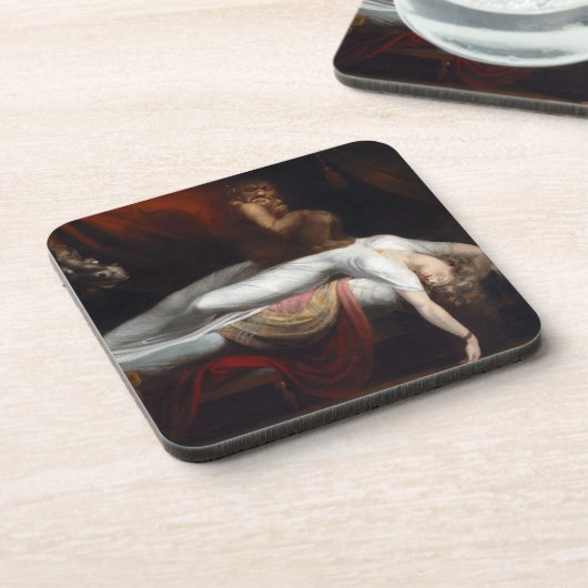 悪夢by Henry Fuseli Gothic Macabre Dark Art コースター (左側)