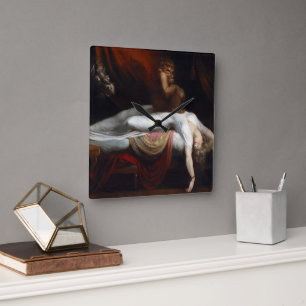 悪夢by Henry Fuseli Gothic Macabre Dark Art スクエア壁時計