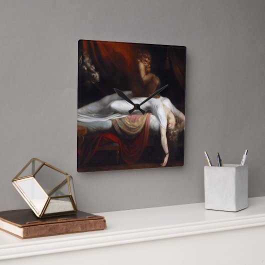 悪夢by Henry Fuseli Gothic Macabre Dark Art スクエア壁時計 (オフィス)