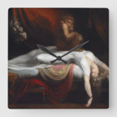 悪夢by Henry Fuseli Gothic Macabre Dark Art スクエア壁時計 (正面)
