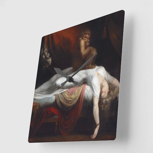 悪夢by Henry Fuseli Gothic Macabre Dark Art スクエア壁時計 (傾斜)
