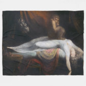 悪夢by Henry Fuseli Gothic Macabre Dark Art フリースブランケット (正面(横))