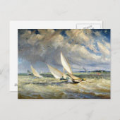 悪天候でレースするヨット ポストカード (正面/裏面)