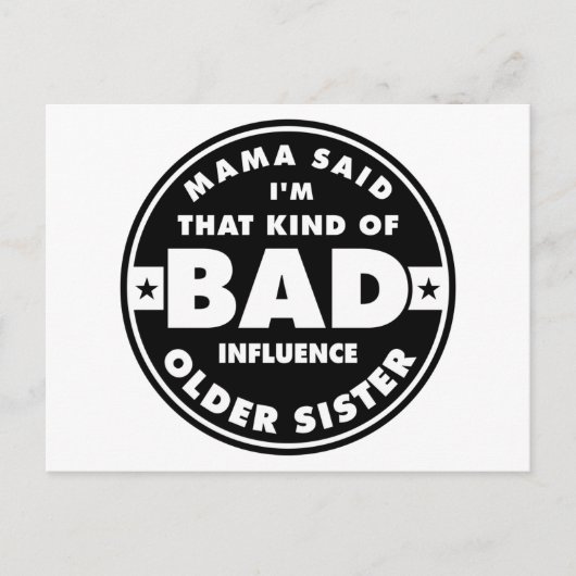 悪影響シスターシスターおもしろい引用文 ポストカード (正面)