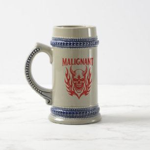 悪性デーモンスカル – 炎のホラーグラフィックティー ビールジョッキ