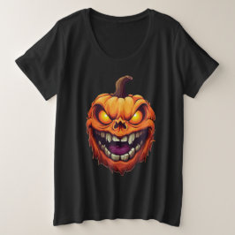 悪意に満ちた笑顔のカボチャ プラスサイズTシャツ