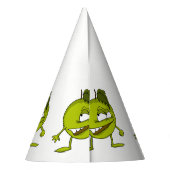 悪意のあるスマイルを持つ緑のリンゴの漫画のキャラクター パーティーハット (裏面)