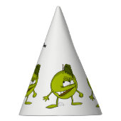 悪意のあるスマイルを持つ緑のリンゴの漫画のキャラクター パーティーハット (右)