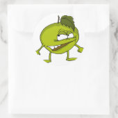 悪意のあるスマイルを持つ緑のリンゴの漫画のキャラクター ラウンドシール (バッグ)