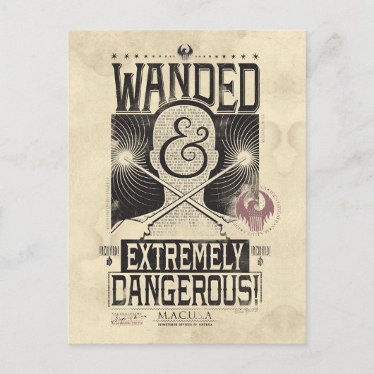悪意のある非常に危険な指名手配ポスター – 黒 ポストカード (正面)