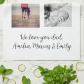 悪最高のいEver Father's Day 2 Photo Collage キッチンタオル (折り畳み)