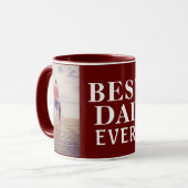 悪最高のいEver Father's Day 2 Photo Collage Red マグカップ (正面左)