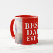 悪最高のいEver Father's Day 2 Photo Collage Red マグカップ (正面左)