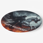 悪淡い色の馬と死のハロウィーン ペーパープレート (アングル)