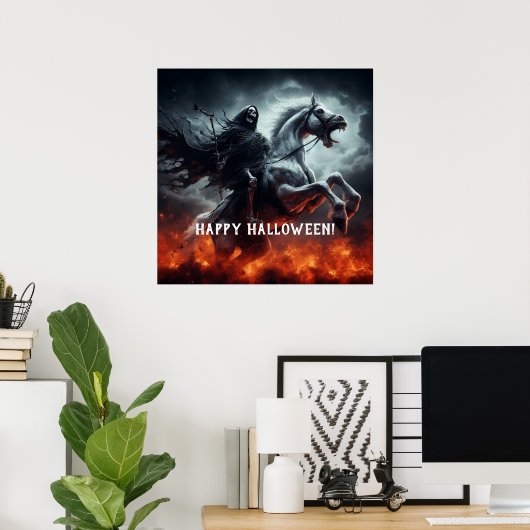 悪淡い色の馬と死のハロウィーン ポスター (ホームオフィス)