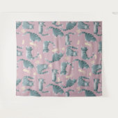 悪灰色のタビー猫がパターンを物ノック タペストリー (正面(横))