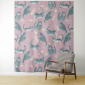 悪灰色のタビー猫がパターンを物ノック タペストリー (インサイチュ)