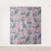 悪灰色のタビー猫がパターンを物ノック タペストリー (正面)