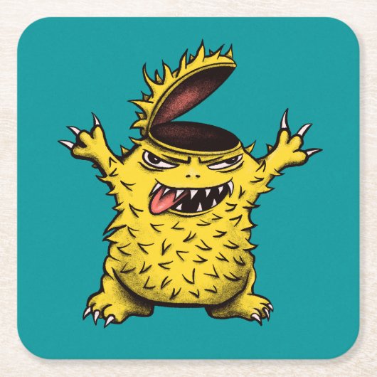 悪熱狂するカッコいいキャラクター スクエアペーパーコースター (正面)