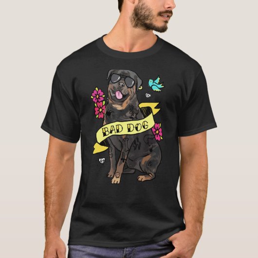 悪犬ロットワイラー犬 Tシャツ (正面)