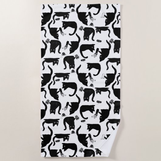 悪猫が物 ビーチタオル (正面)